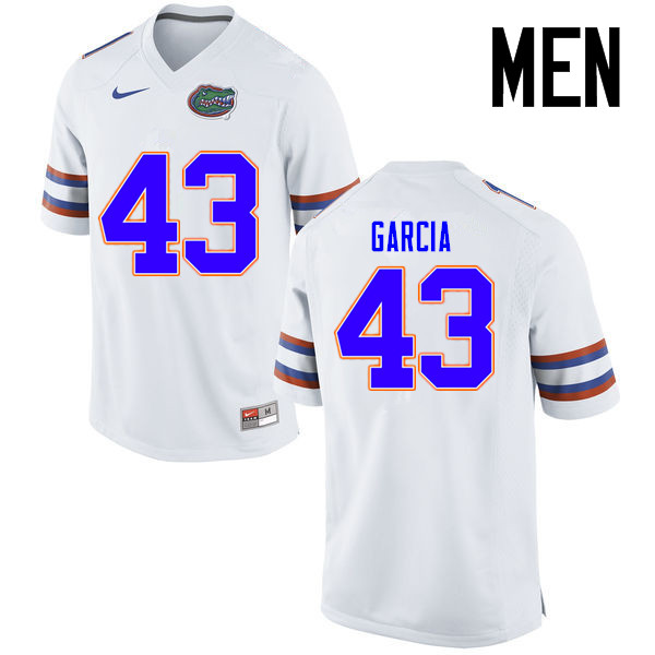 Men Florida Gators #43 Cristian Garcia College Football Jerseys Sale-White - Click Image to Close